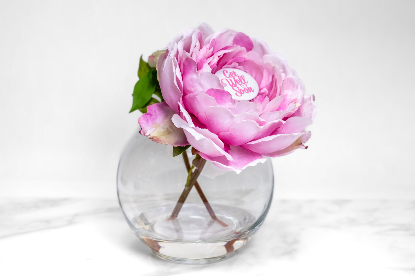 Large Peony Flower Popper In Glass Vase