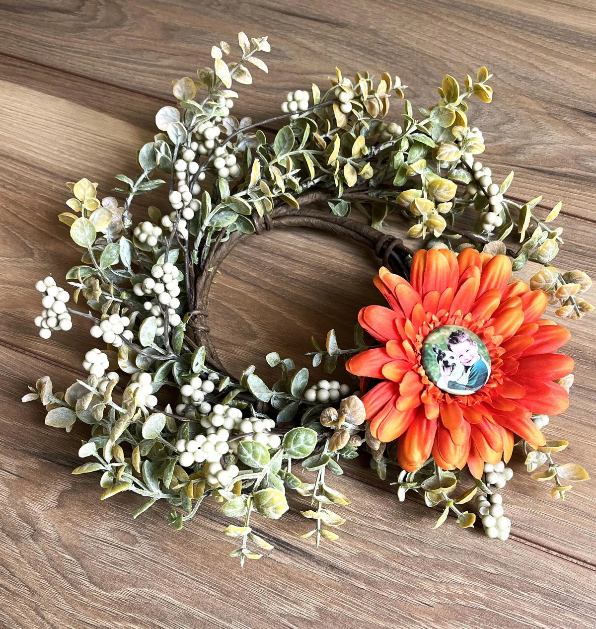 Fall Candle Ring Wreath with Photo
