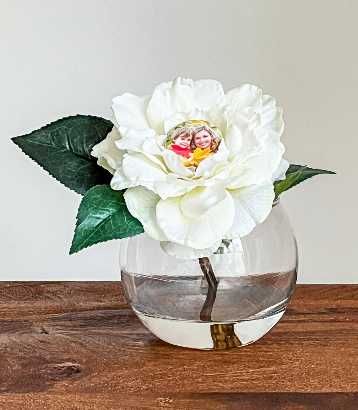 White Rose Flower Popper In Glass Vase