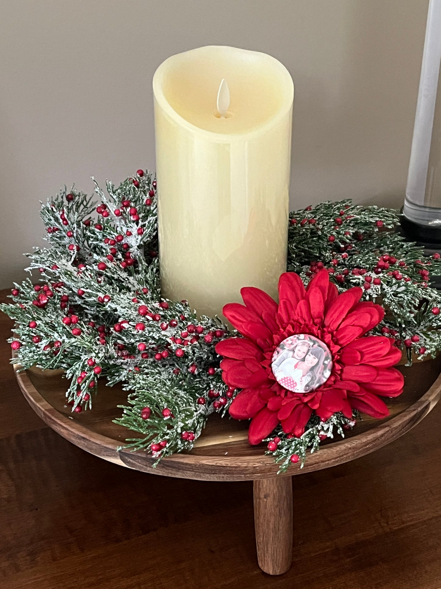 Winter Candle Ring Wreath with Photo