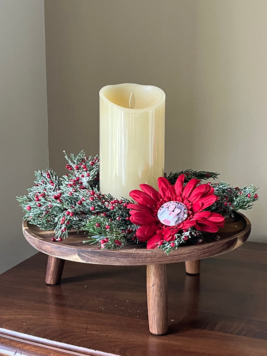 Winter Candle Ring Wreath with Photo