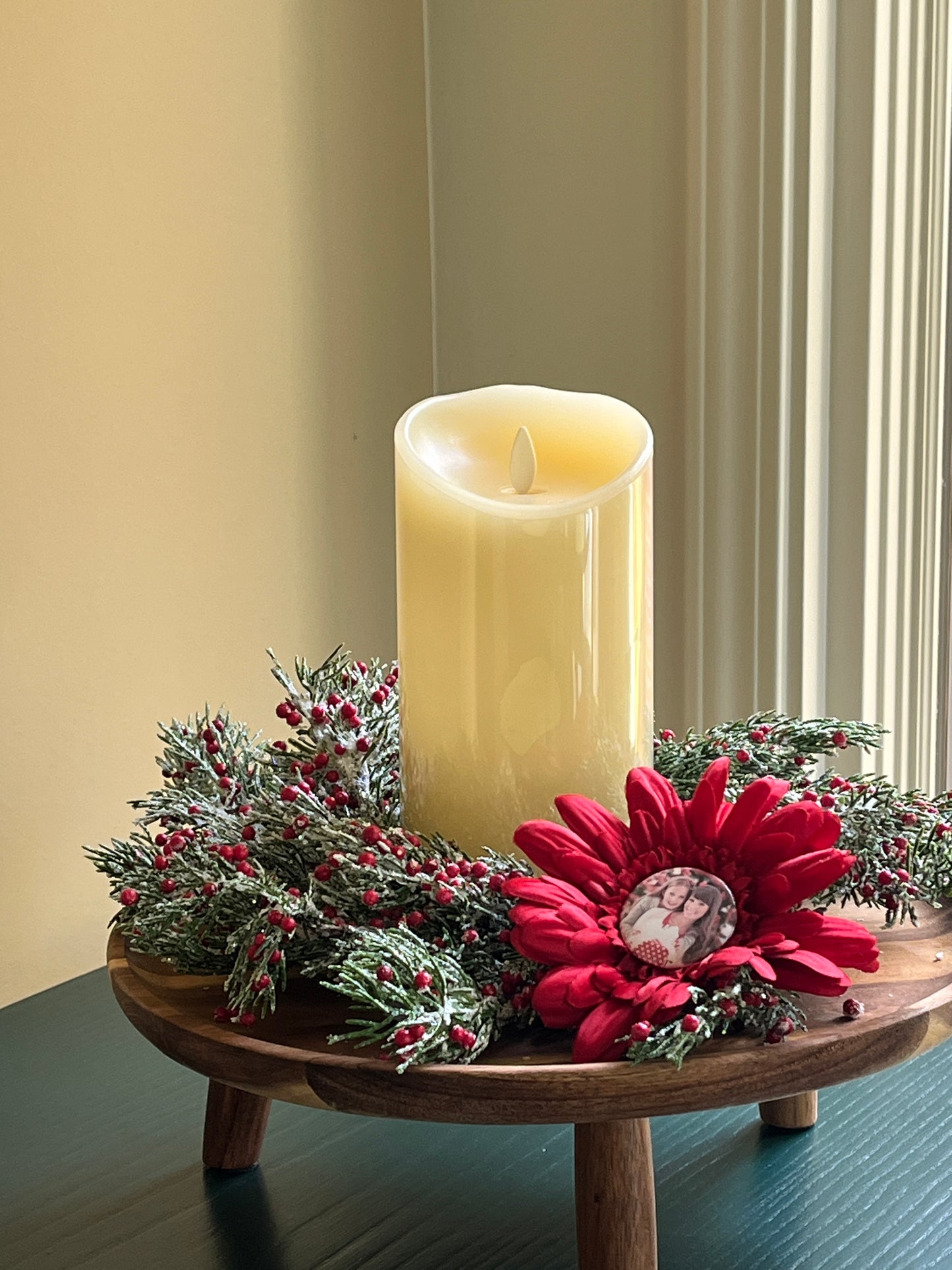 Winter Candle Ring Wreath with Photo