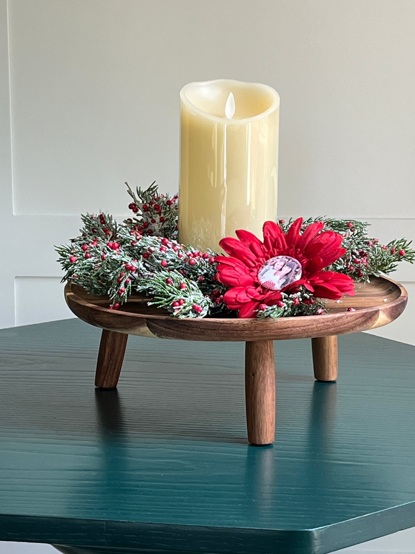 Winter Candle Ring Wreath with Photo